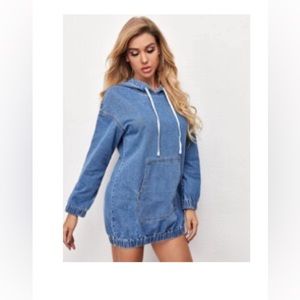 SHEIN denim mini shirt dress/ or long hoodie